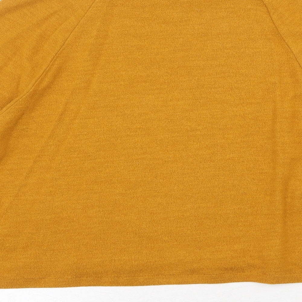 H&M Womens Yellow Viscose Basic T-Shirt Size S High Neck