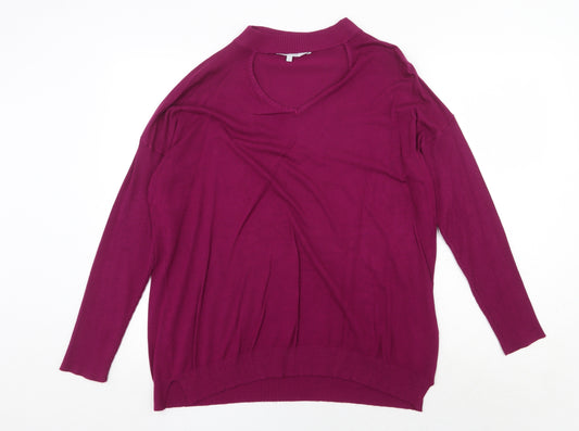 Debenhams Womens Purple V-Neck Viscose Pullover Jumper Size 18