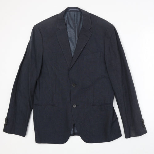 Jasper Conran Mens Blue Striped Linen Jacket Suit Jacket Size 40 Regular