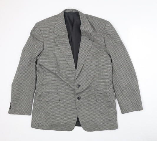 Avenue Mens Grey Geometric Polyester Jacket Suit Jacket Size 42 Regular