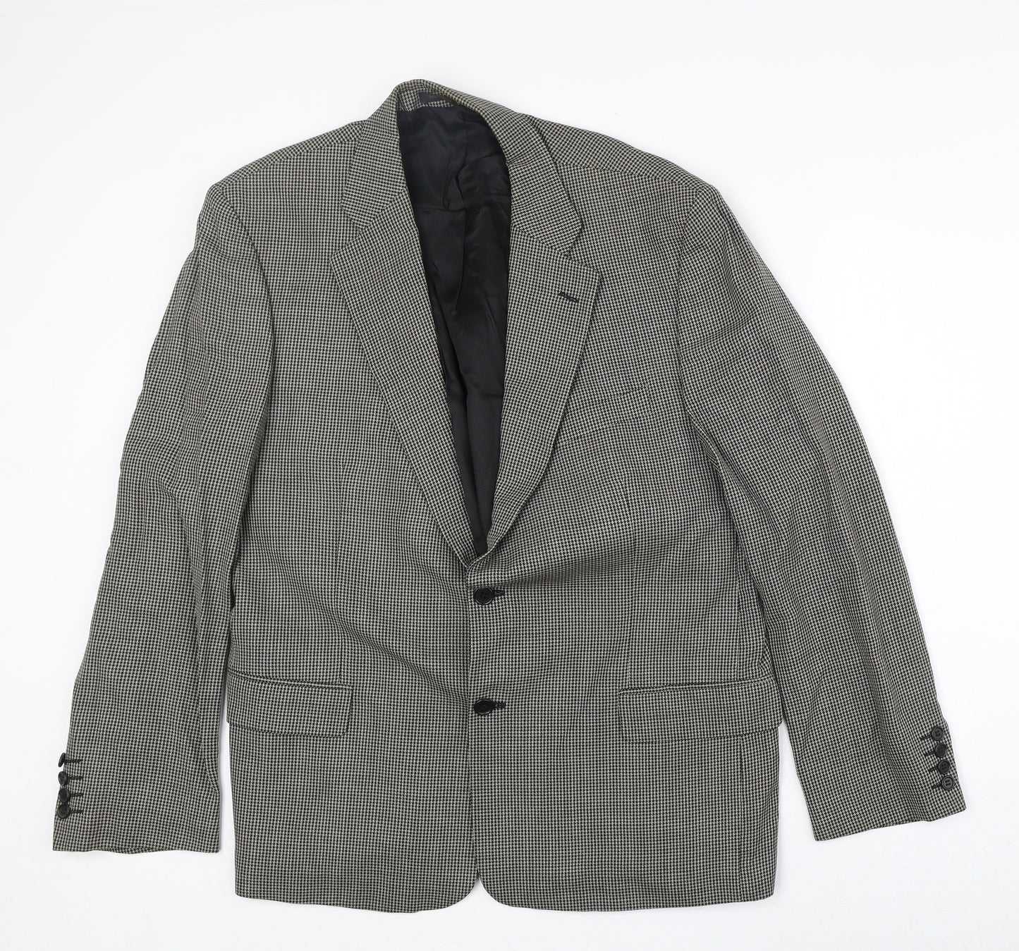 Marks and Spencer Mens Beige Geometric Wool Jacket Suit Jacket Size 44 Regular