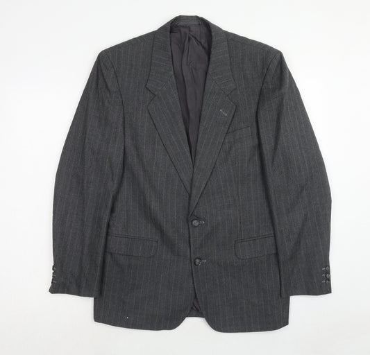 Burton Mens Grey Striped Polyester Jacket Suit Jacket Size 38 Regular