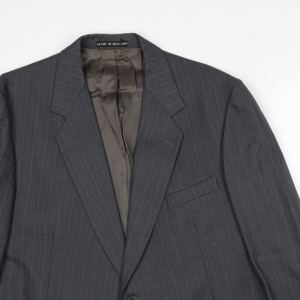 Dunn&Co. Mens Grey Striped Wool Jacket Suit Jacket Size 42 Regular