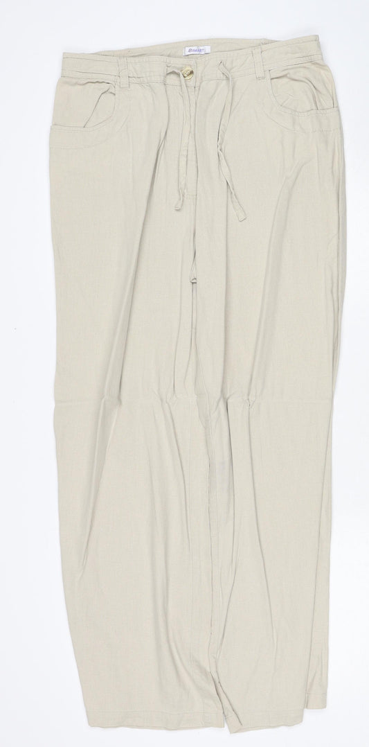 Damart Womens Beige Viscose Trousers Size 16 Regular Zip - Adjustable Waist