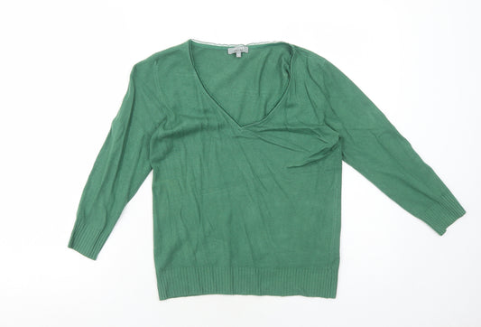 Per Una Womens Green V-Neck Viscose Pullover Jumper Size 12