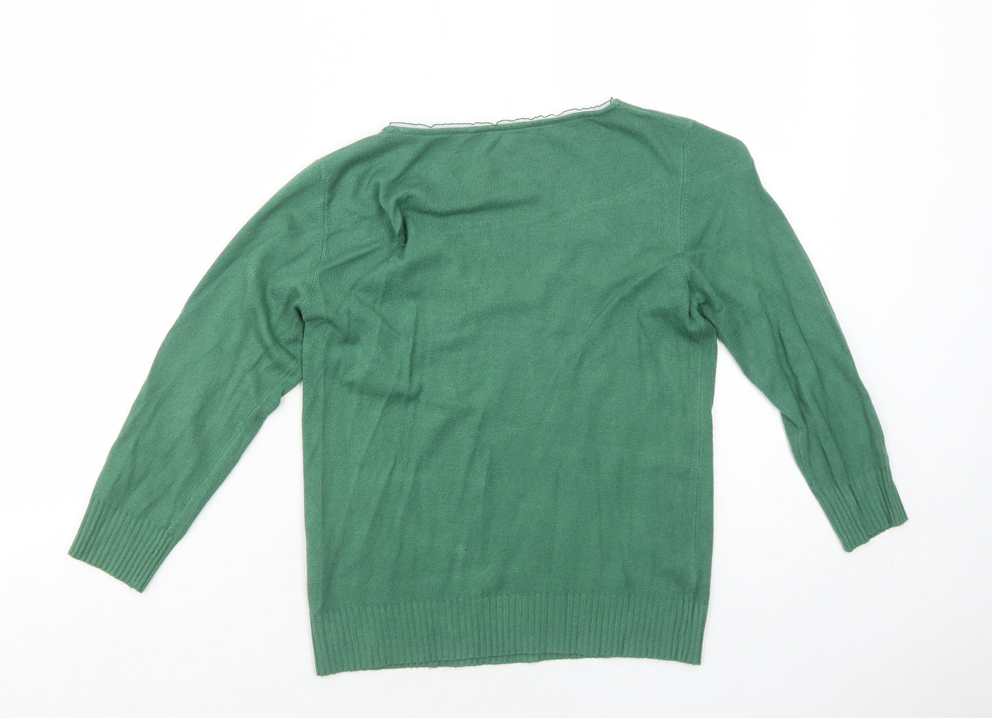 Per Una Womens Green V-Neck Viscose Pullover Jumper Size 12