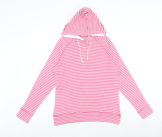 Crane Womens Pink Striped 100% Cotton Pullover Hoodie Size 8 Pullover