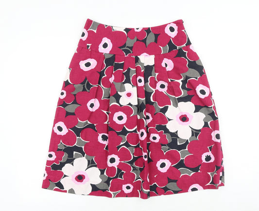 Laura Ashley Womens Pink Floral Linen Tulip Skirt Size 8 Zip