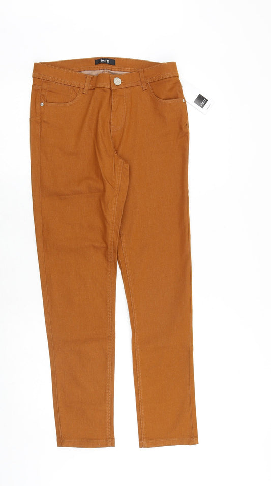 MiM Womens Brown Cotton Skinny Jeans Size 12 Regular Zip