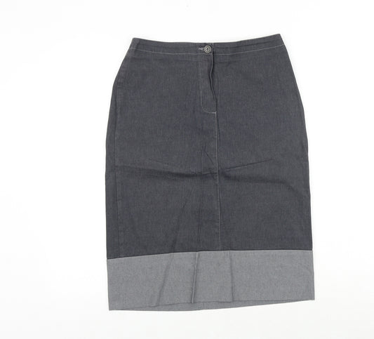 NEXT Womens Grey Cotton A-Line Skirt Size 10 Zip - Colourblock