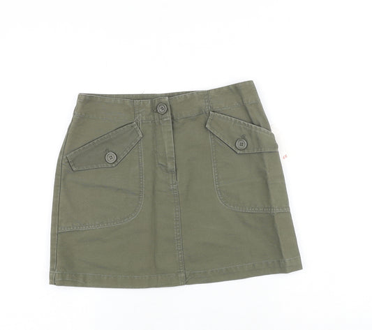 H&M Womens Green Cotton Cargo Skirt Size 8 Zip