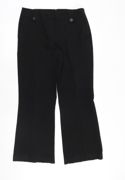 South Womens Black Polyester Trousers Size 12 Regular Zip