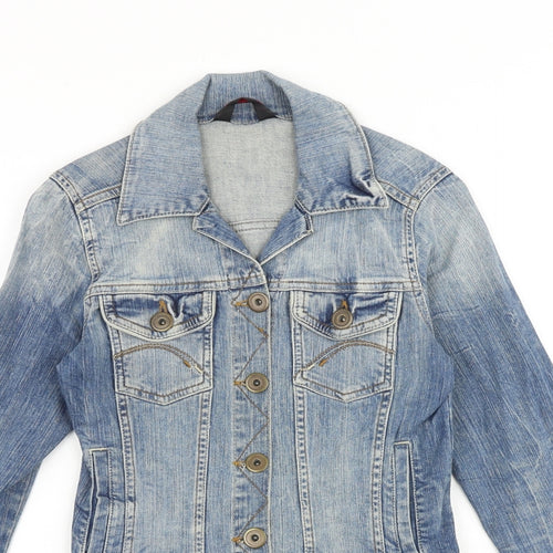 Miss Selfridge Womens Blue Jacket Size 8 Button