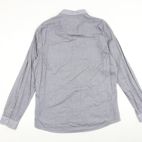 NEXT Mens Grey Geometric 100% Cotton Dress Shirt Size L Collared Button
