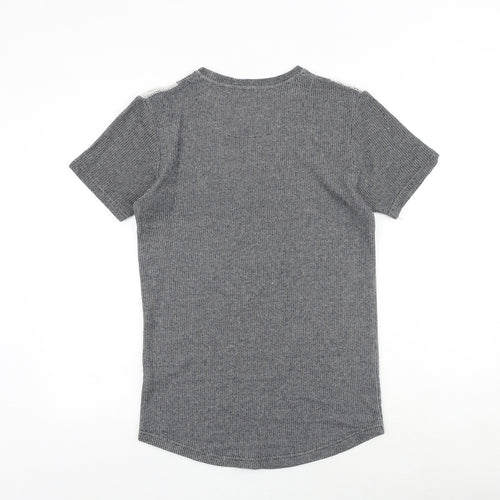Limited Intense Mens Blue Geometric Cotton T-Shirt Size S Round Neck