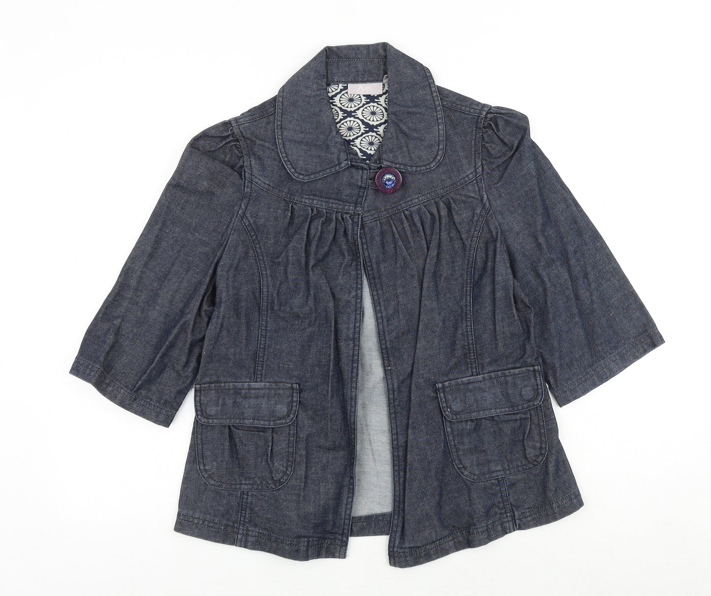 New Look Womens Blue Jacket Size 10 Button