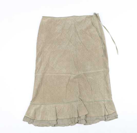 Monsoon Womens Brown Cotton Trumpet Skirt Size 10 Zip