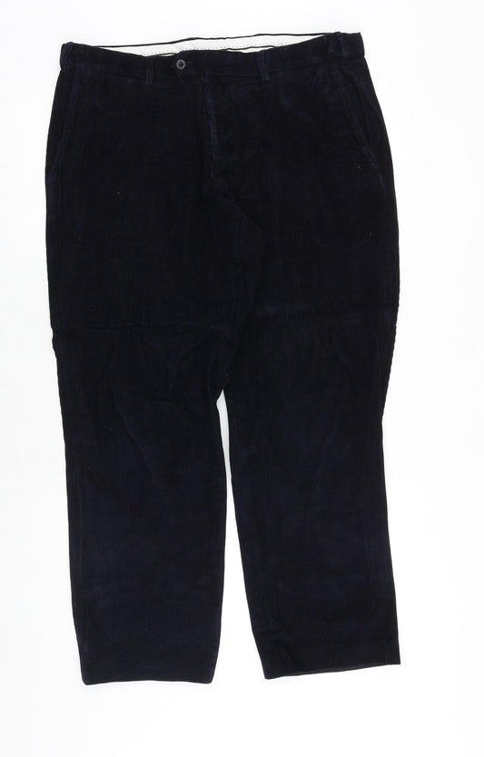 Marks and Spencer Mens Blue Cotton Chino Trousers Size 36 in Regular Zip