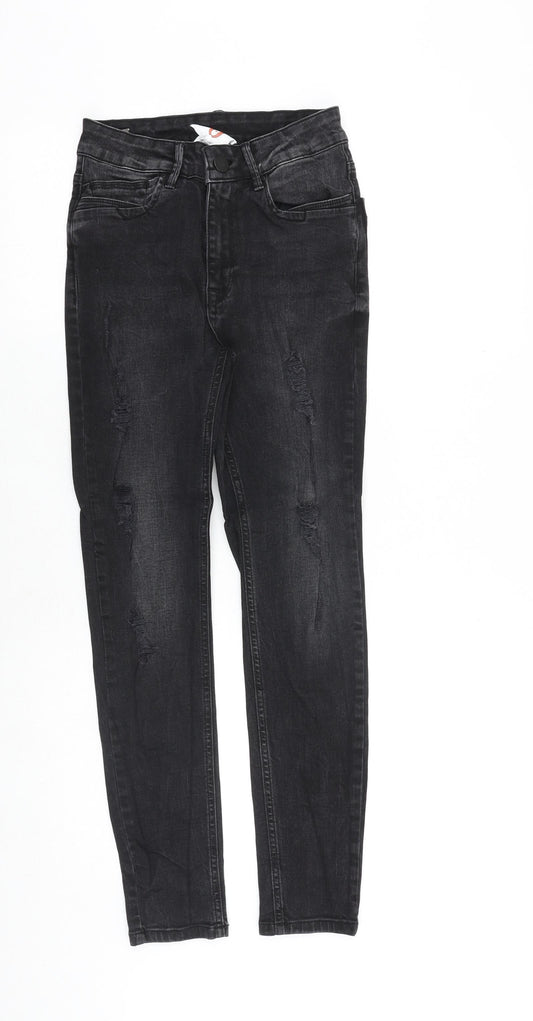 U Womens Black Cotton Skinny Jeans Size 6 Regular Zip