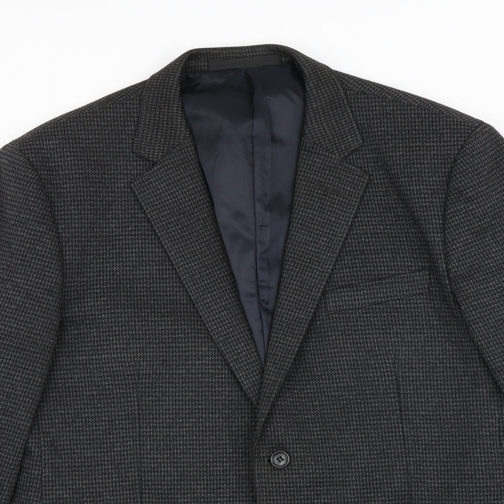 Marks and Spencer Mens Grey Geometric Wool Jacket Suit Jacket Size 42 Regular