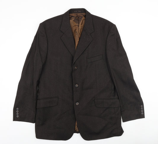 Taylor&Weber Mens Brown Herringbone Wool Jacket Blazer Size 42 Regular