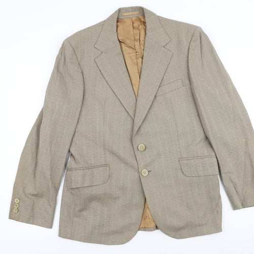 Burton Mens Brown Striped Polyester Jacket Suit Jacket Size 44 Regular