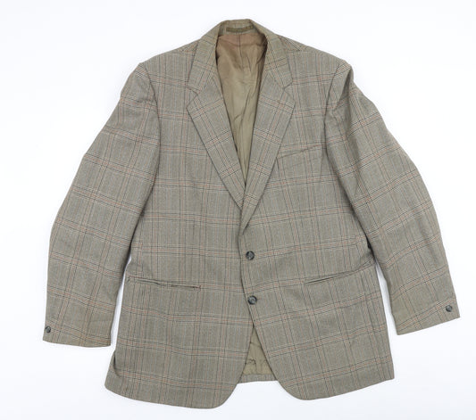 Grendale Mens Brown Plaid Wool Jacket Blazer Size 44 Regular