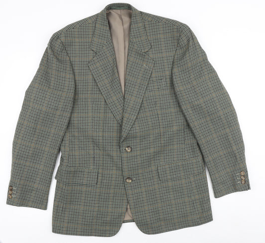 Berkertex Mens Green Plaid Viscose Jacket Blazer Size 40 Regular