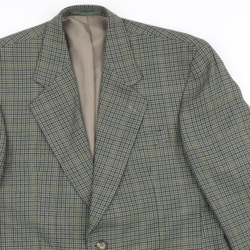 Berkertex Mens Green Plaid Viscose Jacket Blazer Size 40 Regular