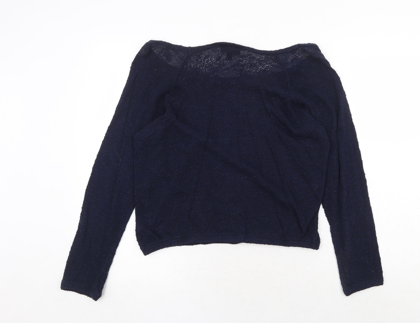 Topshop Womens Blue Boat Neck 100% Cotton Pullover Jumper Size 6