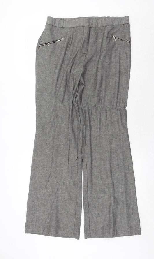 Kaleidoscope Womens Grey Viscose Trousers Size 14 Regular Zip - Zipped Pockets