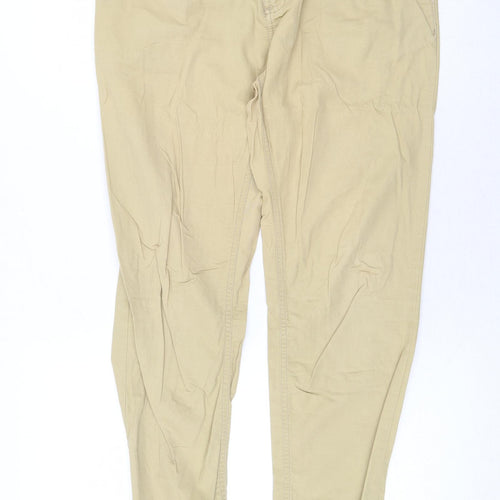 H&M Womens Beige Cotton Chino Trousers Size 8 Regular Zip