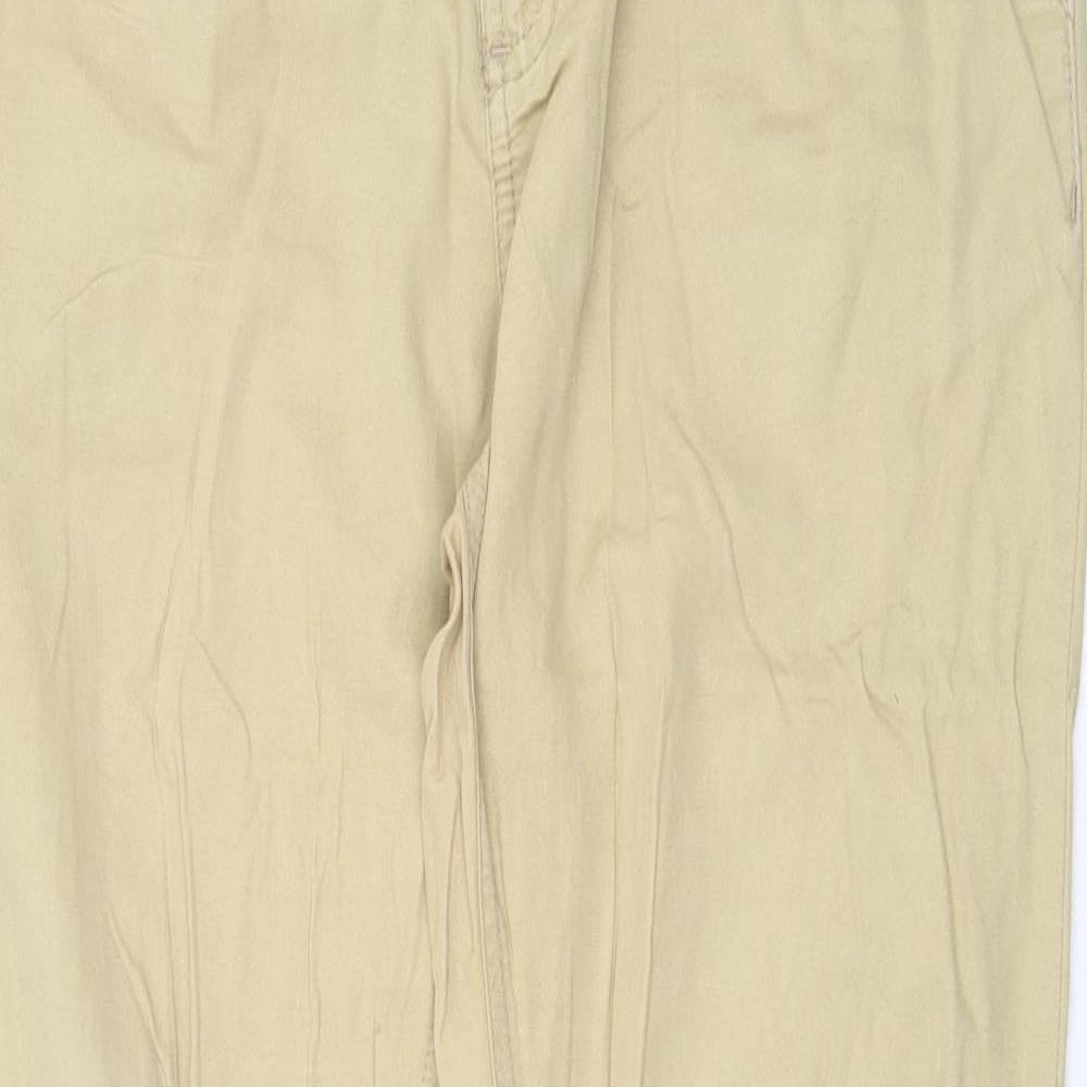 H&M Womens Beige Cotton Chino Trousers Size 8 Regular Zip