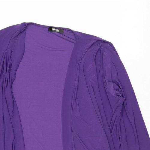 Nicole Collection Womens Purple V-Neck Polyester Cardigan Jumper Size XL Pullover - Waterfall