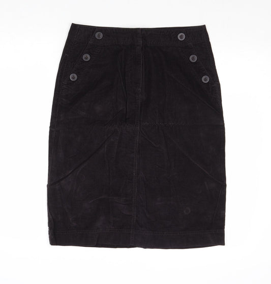 Marks and Spencer Womens Black Cotton Bandage Skirt Size 8 Zip