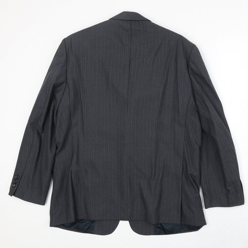 Wellington Mens Grey Striped Polyester Jacket Suit Jacket Size 42 Regular