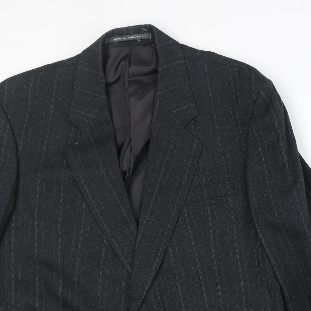The Label Mens Black Striped Wool Jacket Suit Jacket Size 44 Regular