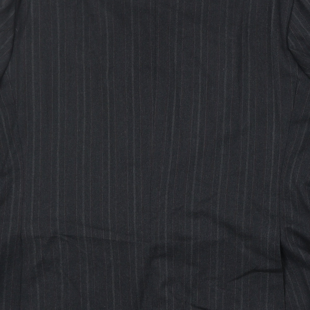 The Label Mens Black Striped Wool Jacket Suit Jacket Size 44 Regular
