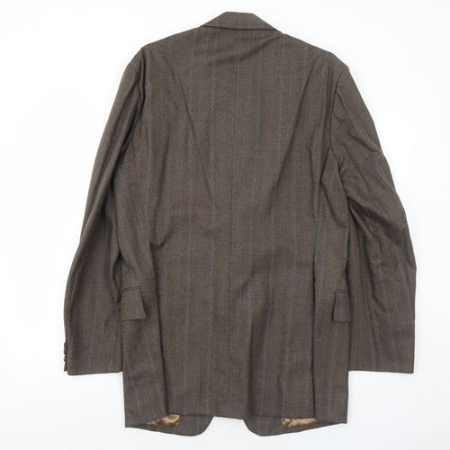 John Atkinson Mens Brown Striped Wool Jacket Blazer Size 42 Regular