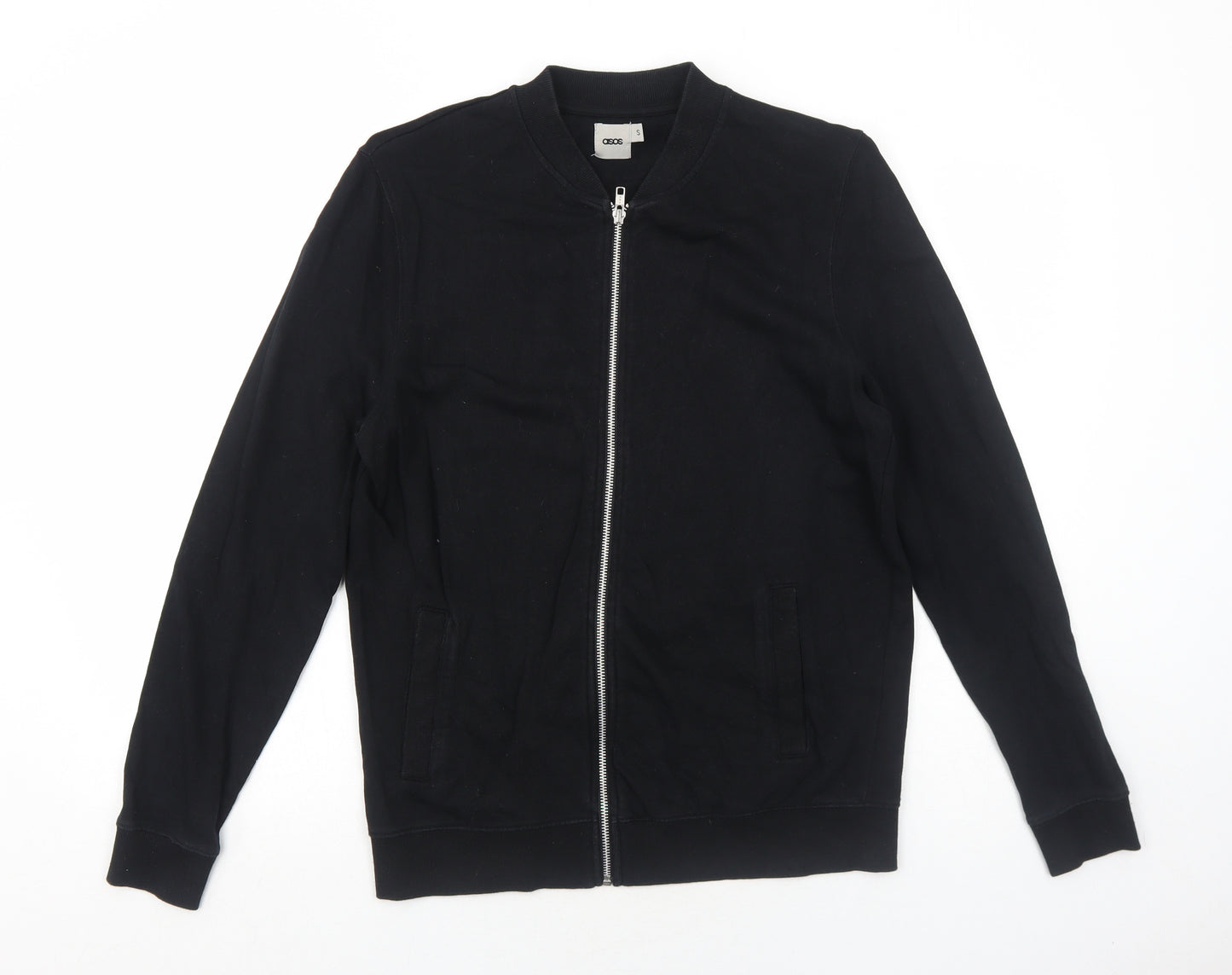 ASOS Mens Black Polyester Full Zip Sweatshirt Size S Zip