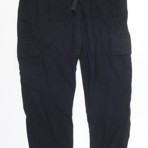 MnMl Womens Blue Polyester Cargo Trousers Size M L32 in Regular Drawstring - Adjustable Waist