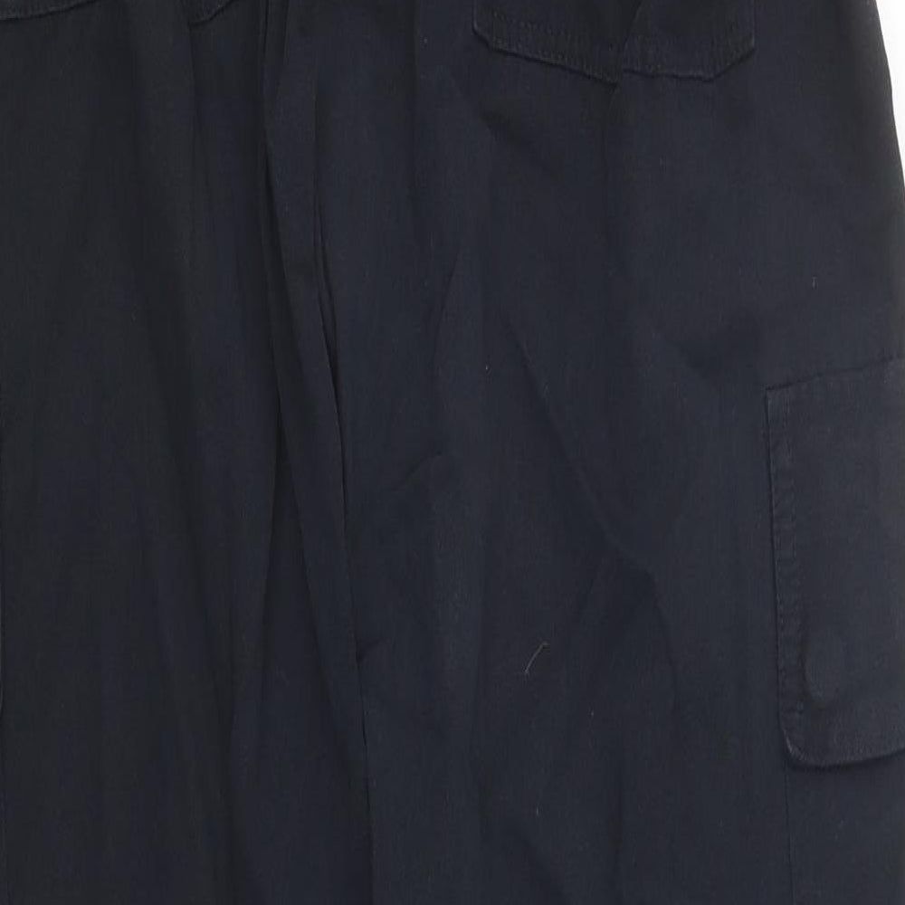 MnMl Womens Blue Polyester Cargo Trousers Size M L32 in Regular Drawstring - Adjustable Waist