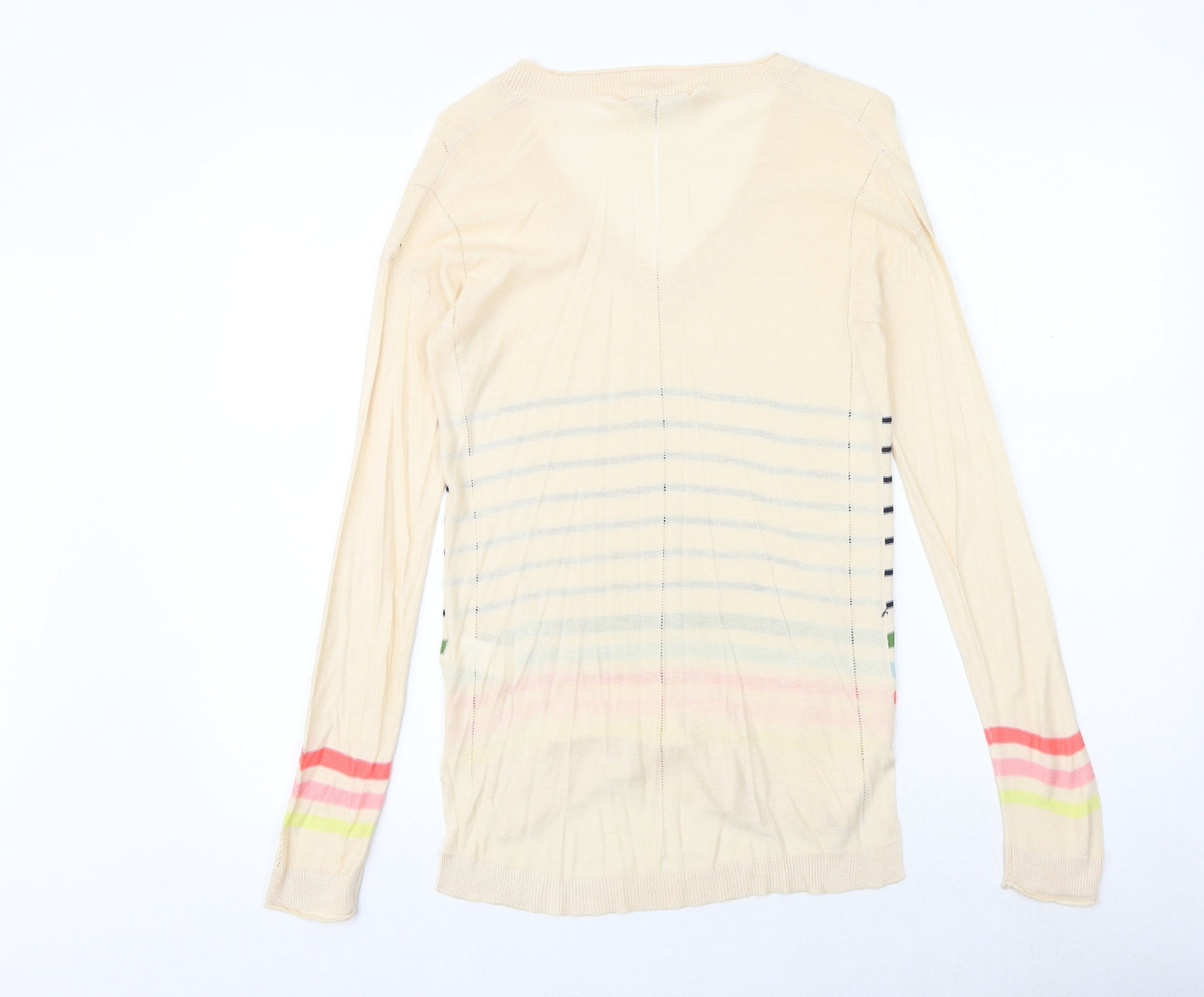 NEXT Womens Multicoloured Striped Viscose Basic Blouse Size 8 V-Neck - Sheer