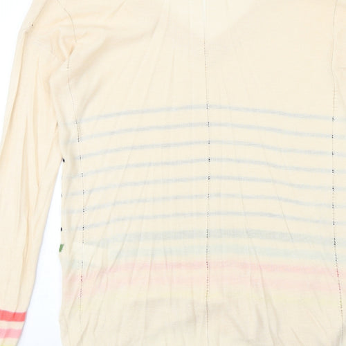 NEXT Womens Multicoloured Striped Viscose Basic Blouse Size 8 V-Neck - Sheer
