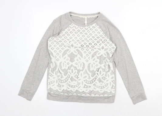 Xhilaration Womens Grey Geometric Polyester Pullover Sweatshirt Size L