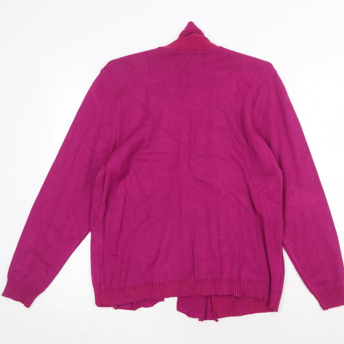 Glimpse Womens Purple V-Neck Acrylic Cardigan Jumper Size L Pullover - Cable Knit Collar Size L-XL