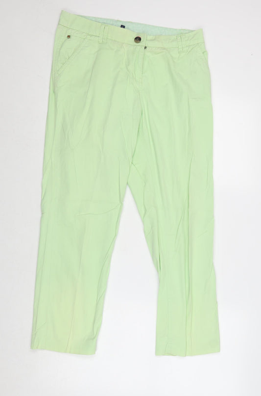 Maine Womens Green Cotton Chino Trousers Size 10 Regular Zip