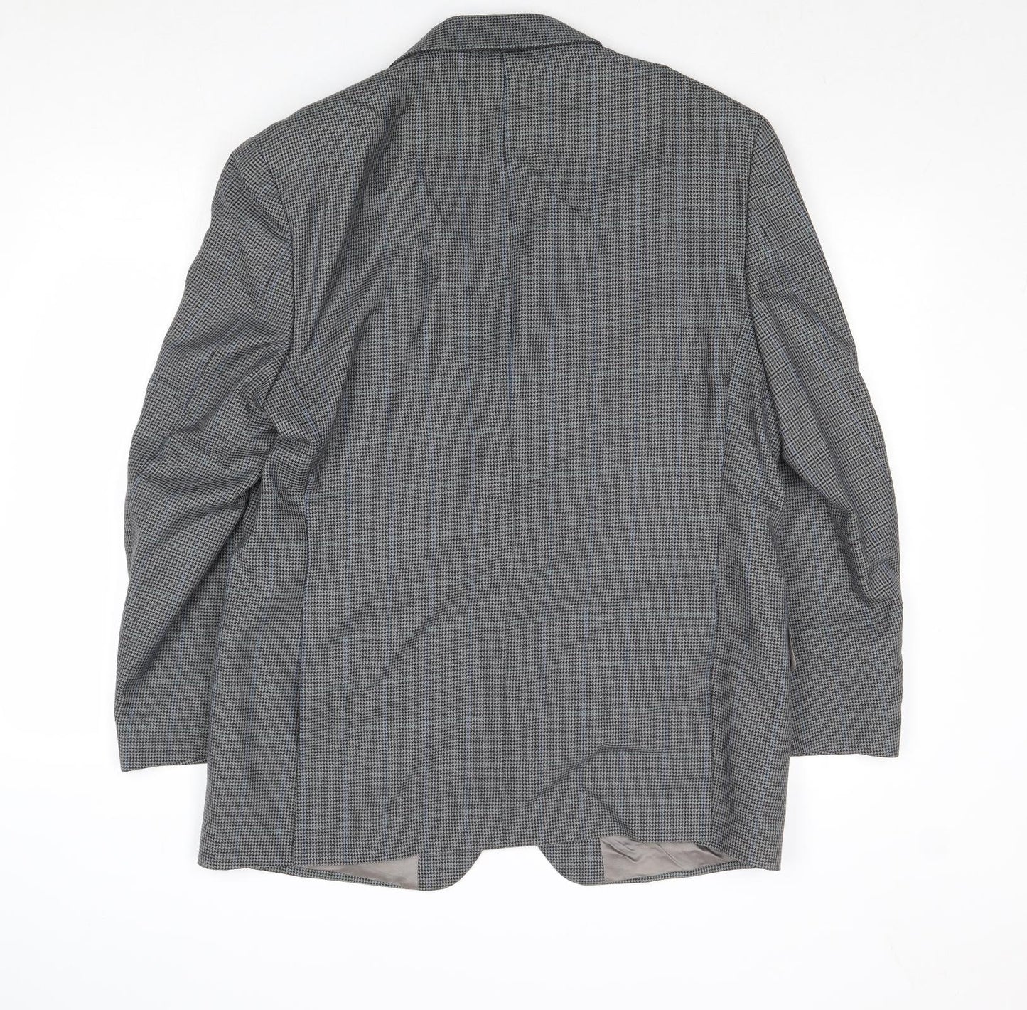 Wellington Mens Grey Geometric Polyester Jacket Suit Jacket Size 42 Regular
