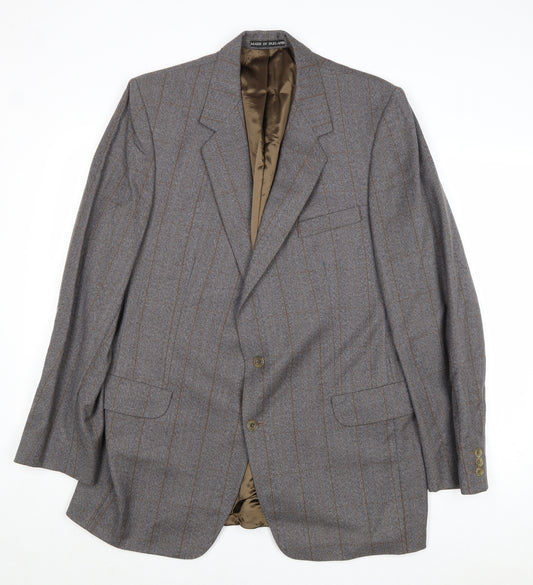 Dunn & Co Mens Grey Striped Wool Jacket Suit Jacket Size 44 Regular
