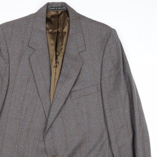 Dunn & Co Mens Grey Striped Wool Jacket Suit Jacket Size 44 Regular